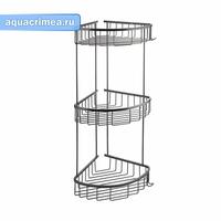 Полочка ГРАФИТ, угловая овальная тройная 22см, из нерж стали GFmark